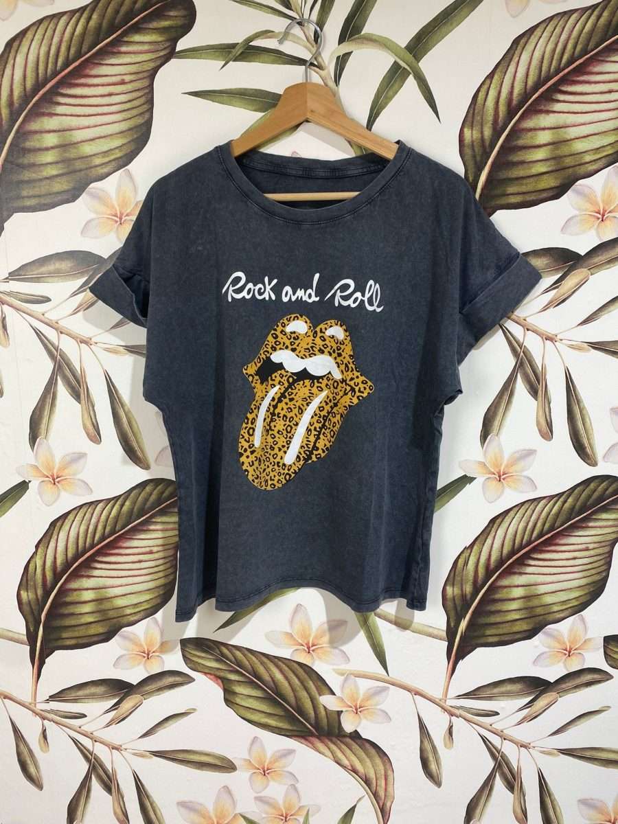 Camiseta Rolling Stone gris y camel