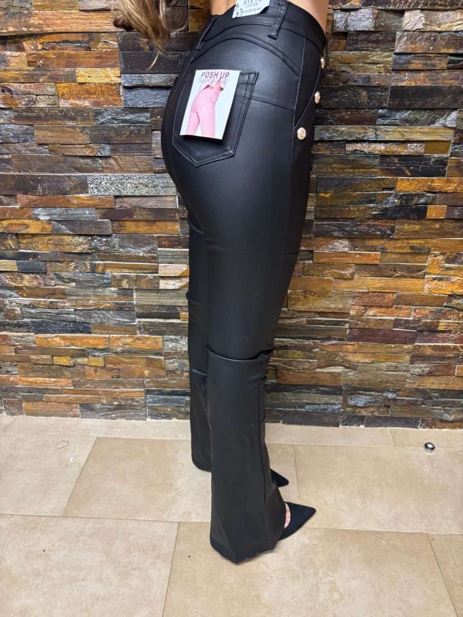 Pantalón de Polipiel con Elástico y Botones Dorados - Imagen 2