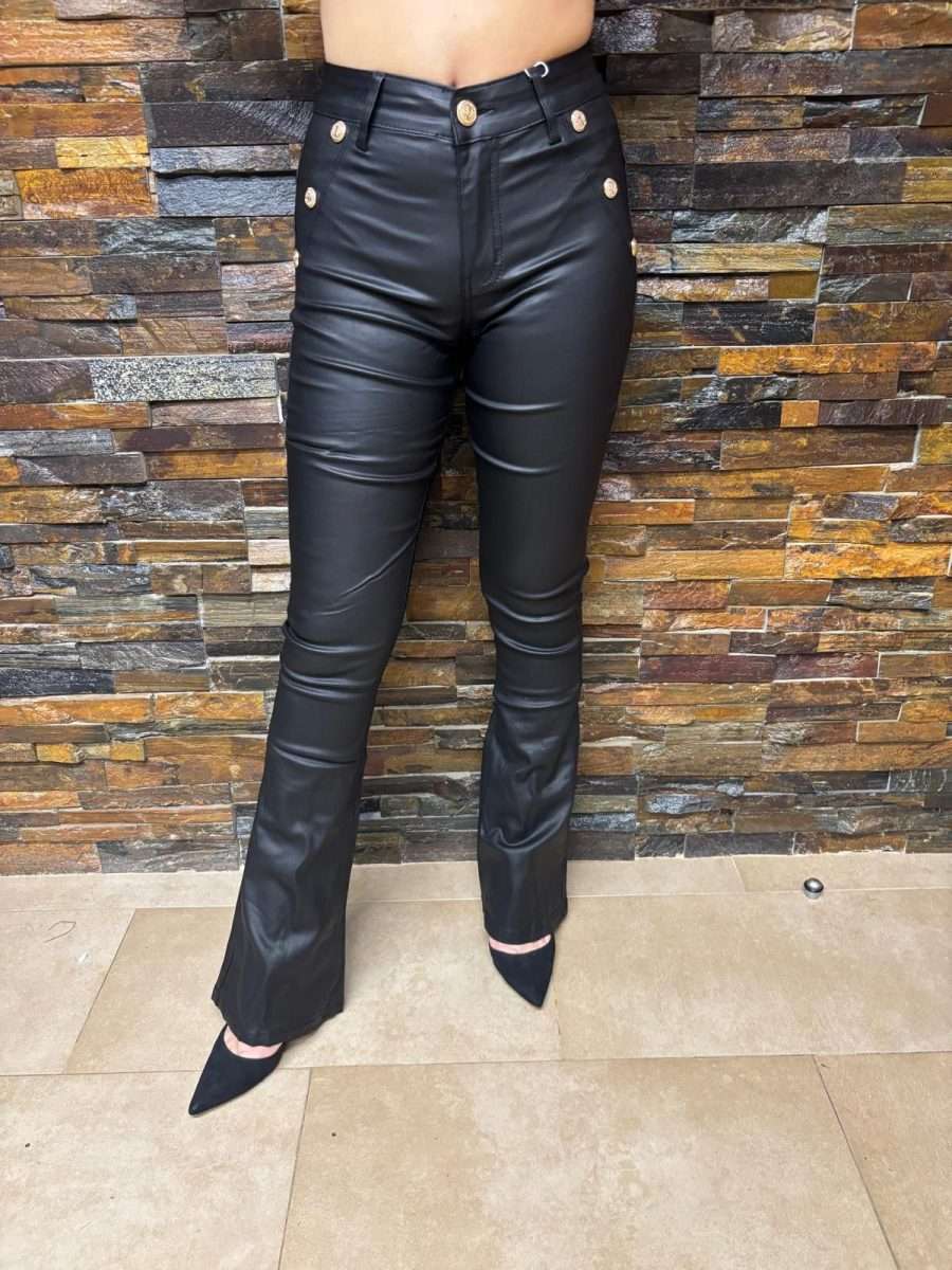 Pantalón de Polipiel con Elástico y Botones Dorados - Imagen 5