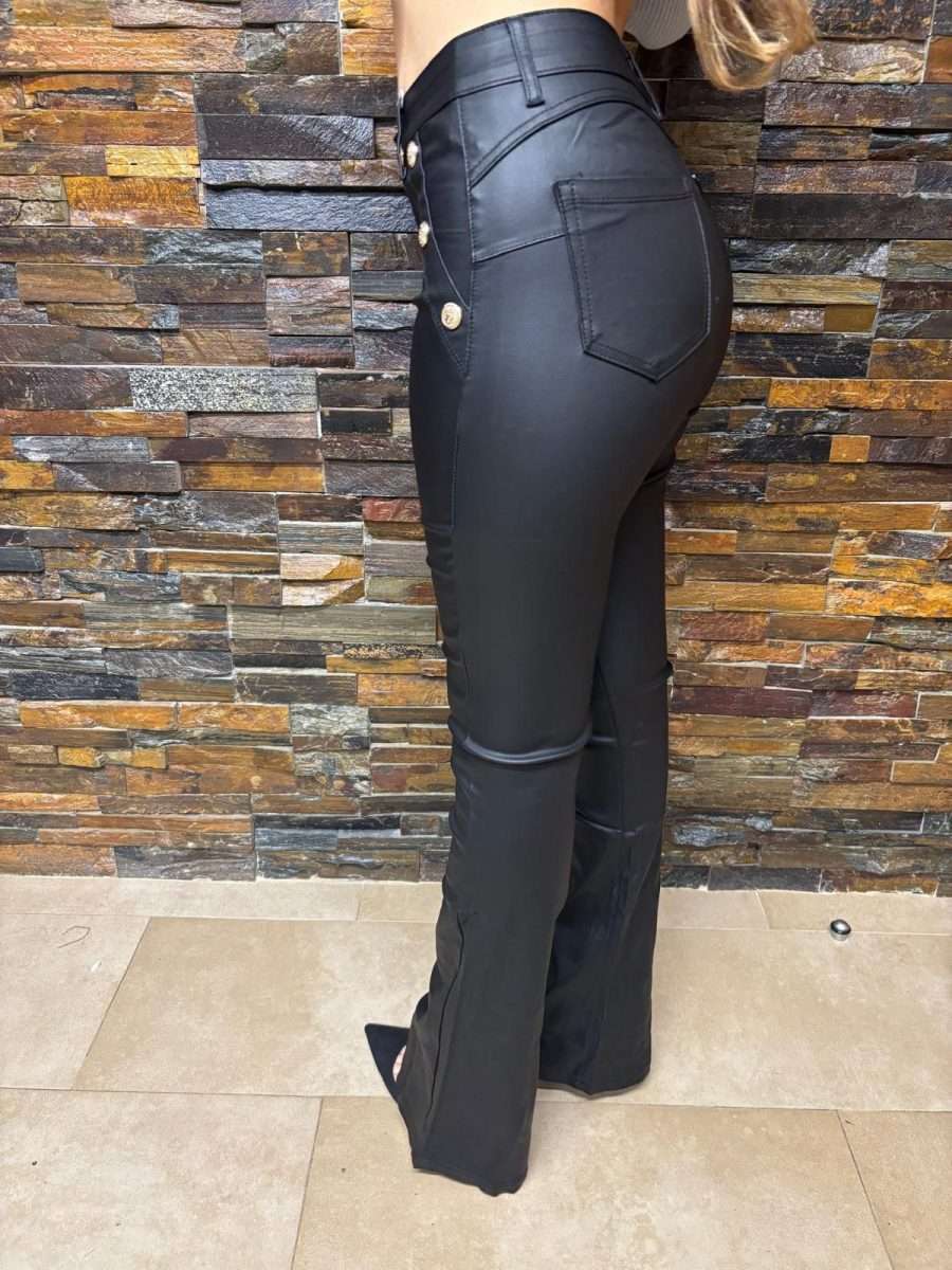 Pantalón de Polipiel con Elástico y Botones Dorados - Imagen 4