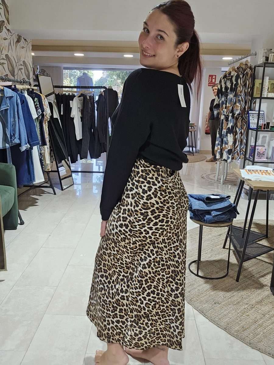 FALDA SATINADA LEOPARDO - Imagen 4