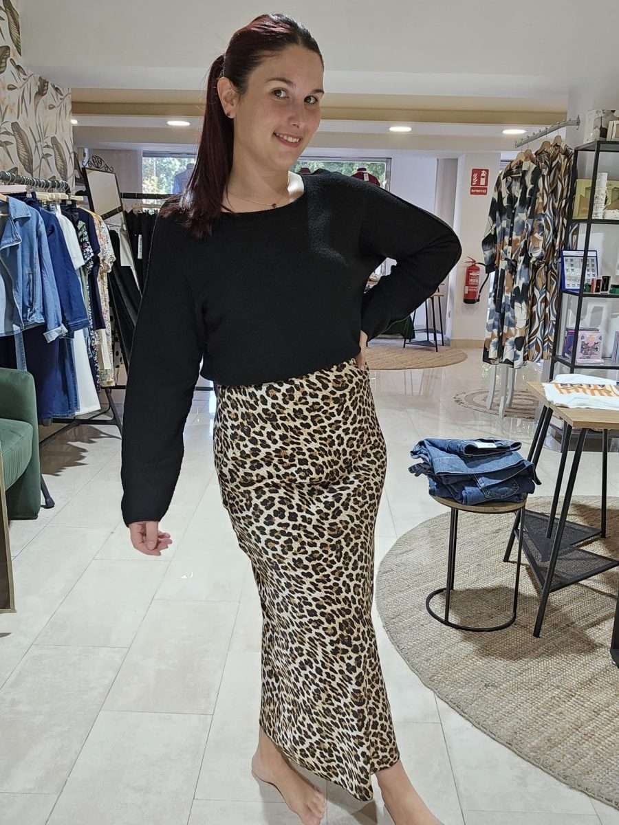 FALDA SATINADA LEOPARDO - Imagen 3