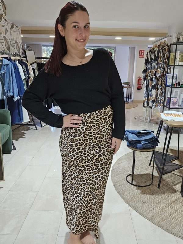 FALDA SATINADA LEOPARDO