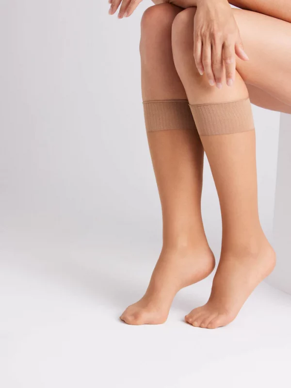 Pack 2 medias largas puño antipresión 20 denier beige