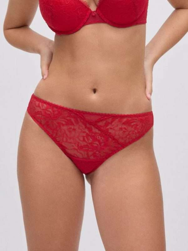 Braga brasileña encaje rojo