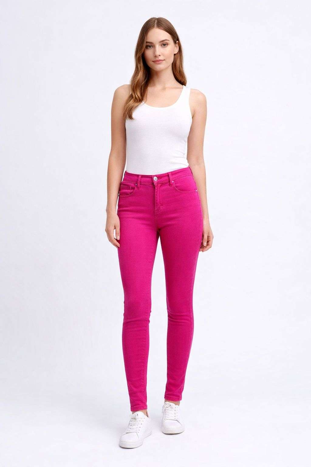 Tienda de Ropa en Orihuela y la Aparecida Pantalón Skinny Fucsia Elastico